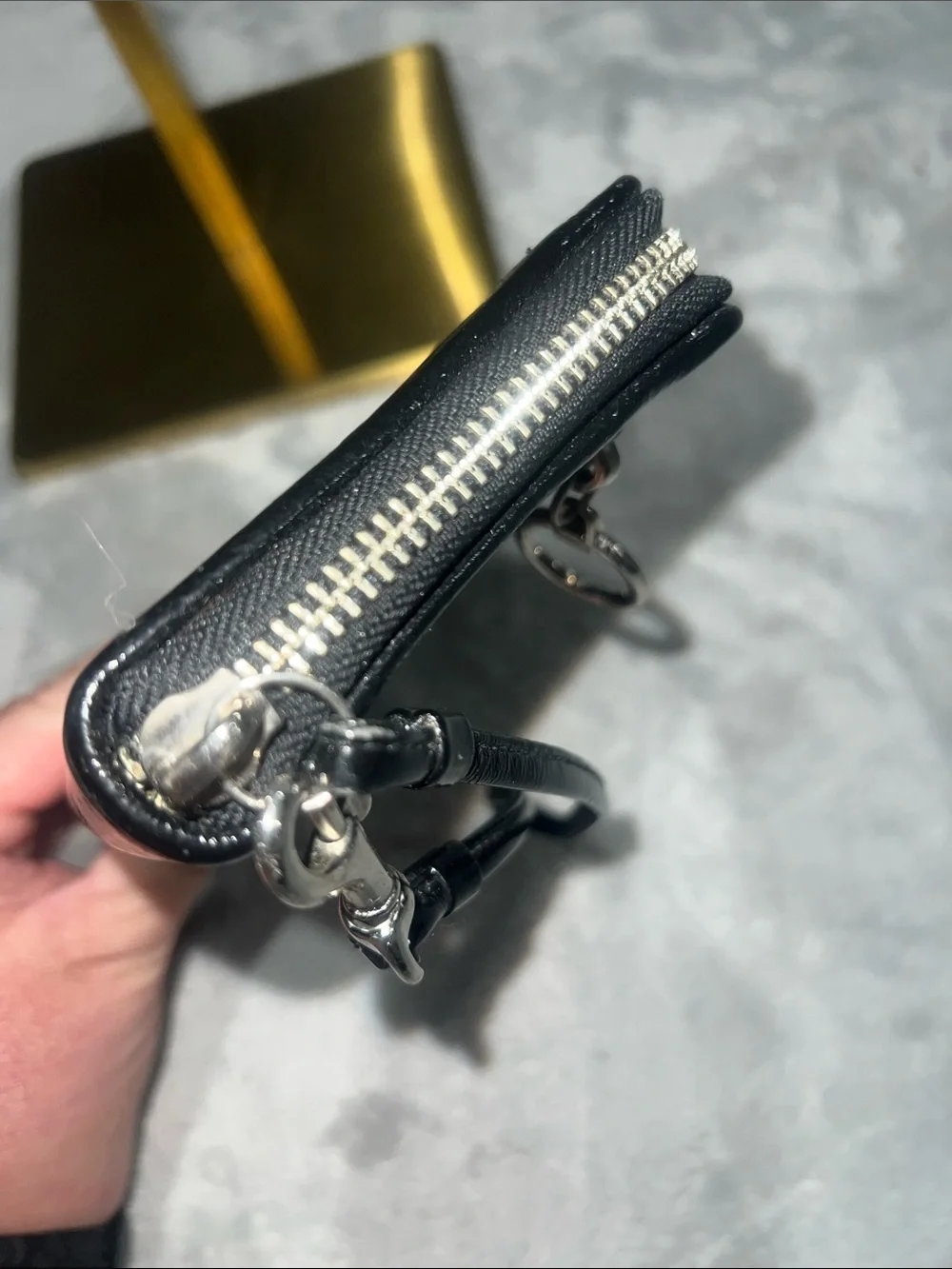 Coach Poppy Black Patent Zip-Around Wallet Wristlet. EUC